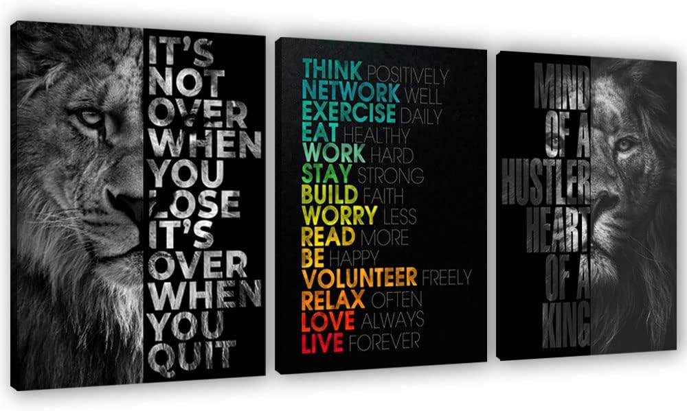 Motivational Canvas Painting Wall Art Execution Grind Hustle Inspirational Wall Art Success Entrepreneur Poster Positive Quotes Wall Poster Framed for Home Office Wall Decor[60''Wx 28''H]