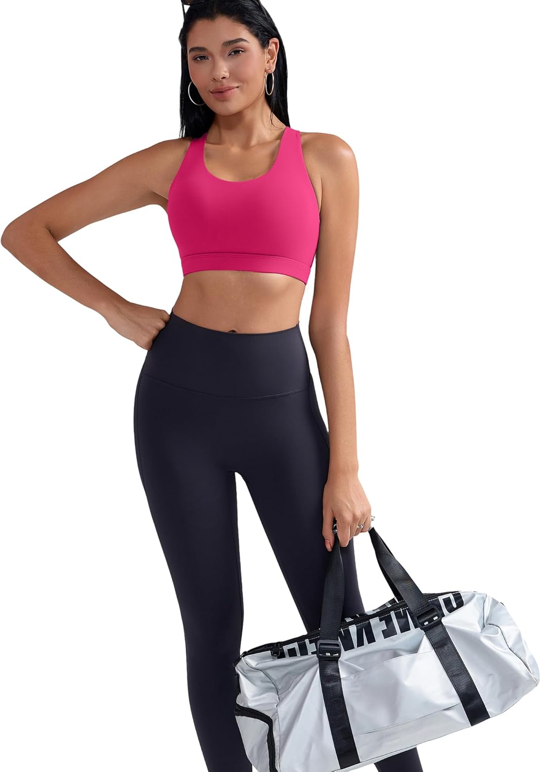 RUNNING GIRL Sports Bra for Women, Criss-Cross Back Padded Strappy Sports Bras Medium Support Yoga Bra with Removable Cups