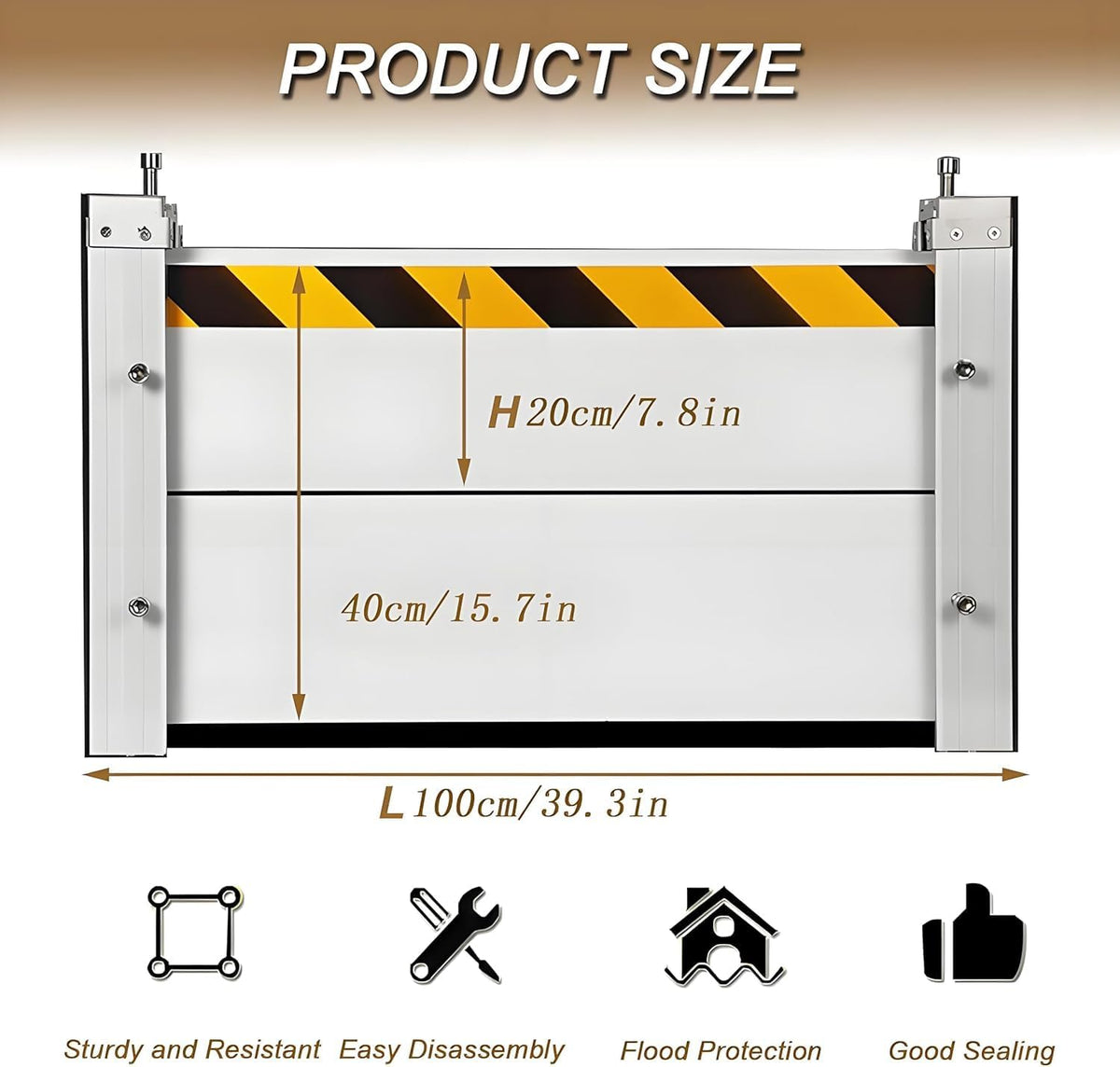 Flood Barriers for Home Exterior - Aluminum Alloy Outdoor Easy Flood Barrier Garage Doors Water Barriers for Flooding,H23.6 Inch/L19FT