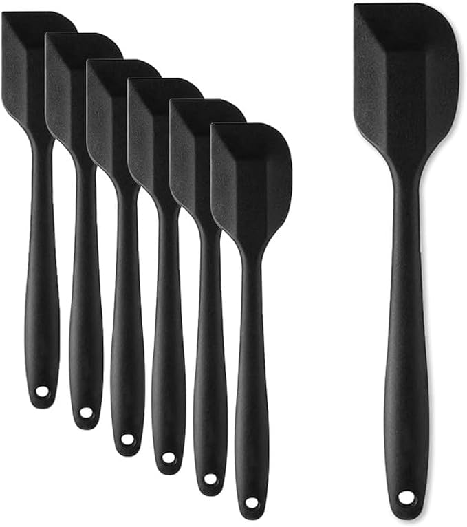8 Pieces Silicone Spatula, 8.5 inch Non-stick Spatulas with Stainless Steel Core,Heat Resistant-500?, Food Grade Silicone, Dishwasher Safe, for Mixing,Cooking,Baking (Black)