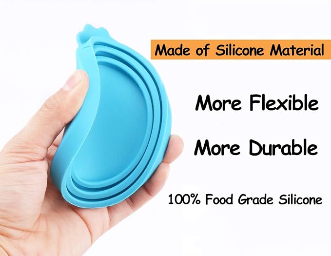 Comtim Pet Food Can Cover Silicone Can Lids for Dog and Cat Food(Universal Size,One fit 3 Standard Size Food Cans),Blue and Green