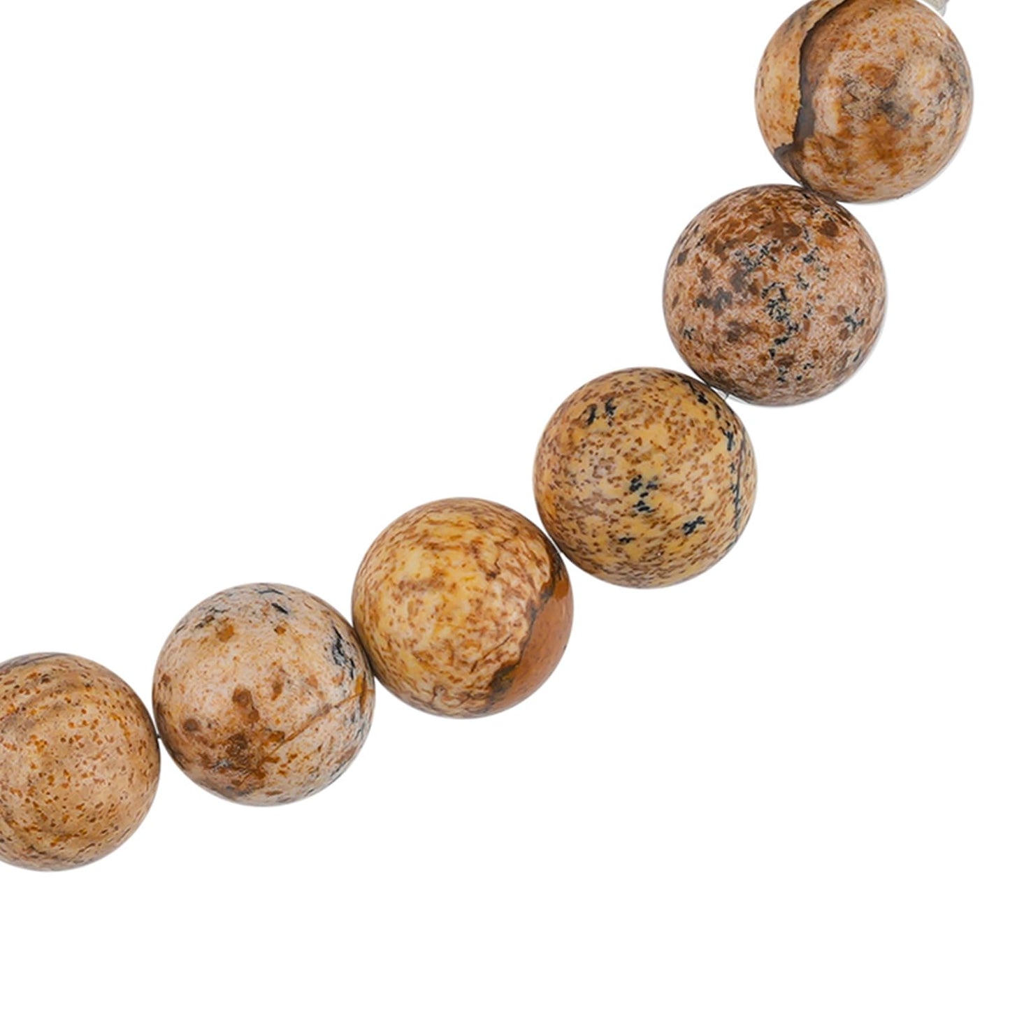 CRYSTALINES Buddha Charm Stretchable Braceclet, Natural Picture Jasper Gemstone Beads, Plain Round Stones, Handmade Boho Strech Bracelet, Adjustable Spiritual Healing Crystal Unisex Jewelry Gift