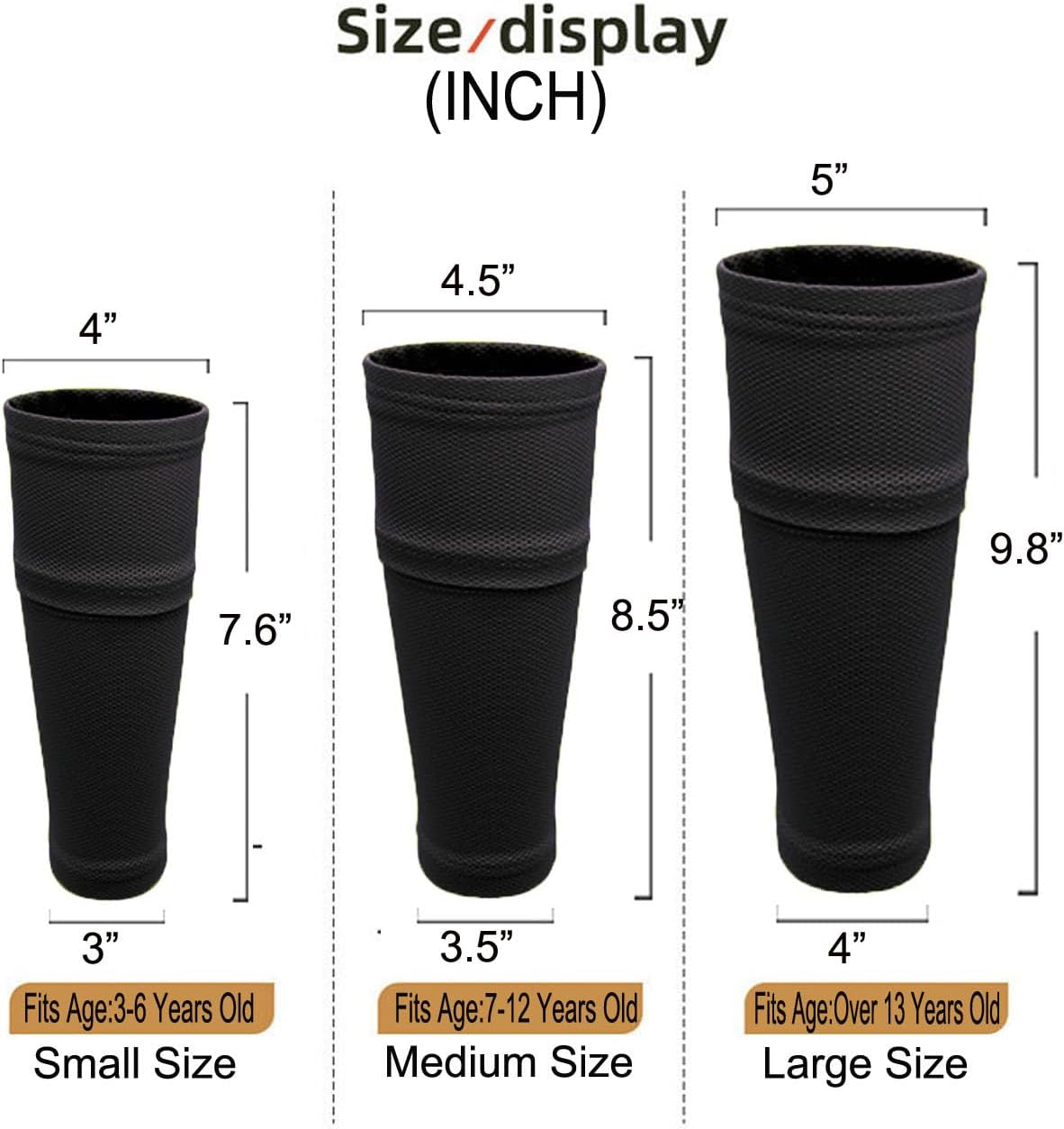 Soccer Shin Guards for Kid Youth Teen Adult - Shin Guards Sleeves with Inserted Pocket Cushion Protection Reduce Shocks and Injuries for TeamSports