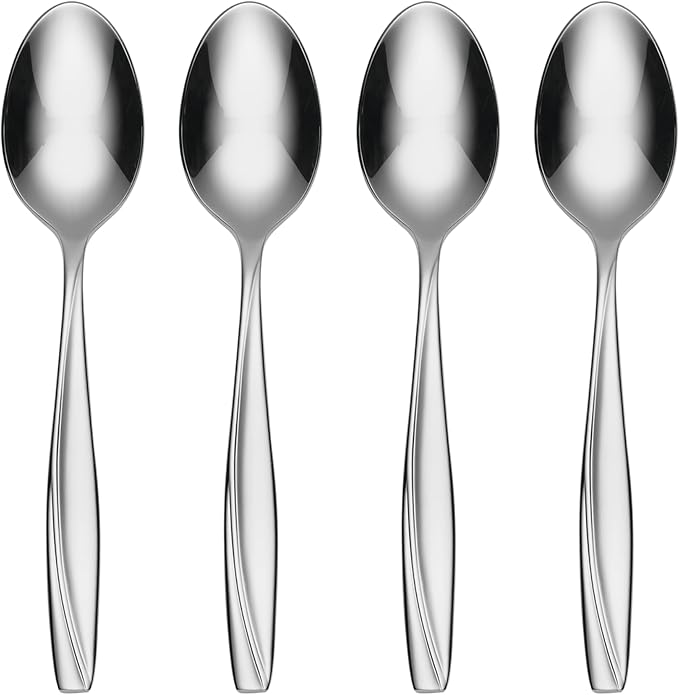Oneida Camlynn Everyday Flatware Dinner Spoons 18/0 Stainless Steel, Set of 4, Silver