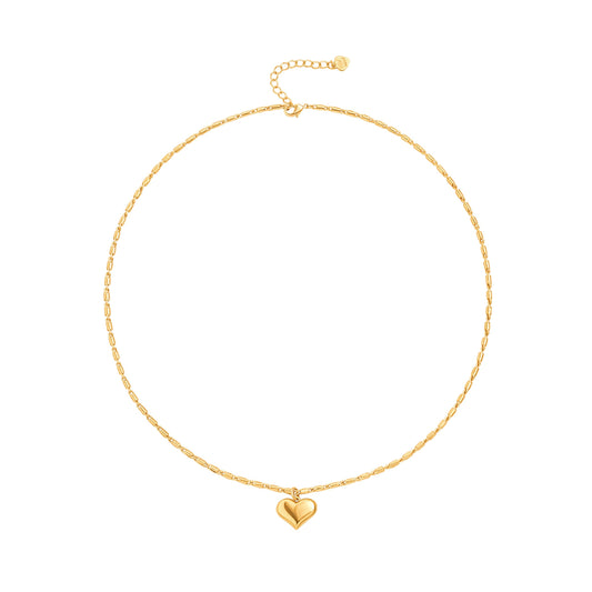 PEARLADA Dainty Gold Plated Heart Necklace for Women, Cute Small Heart Charm Necklace with Adjustable Box Chain, Trendy Love Valentine’s Gift