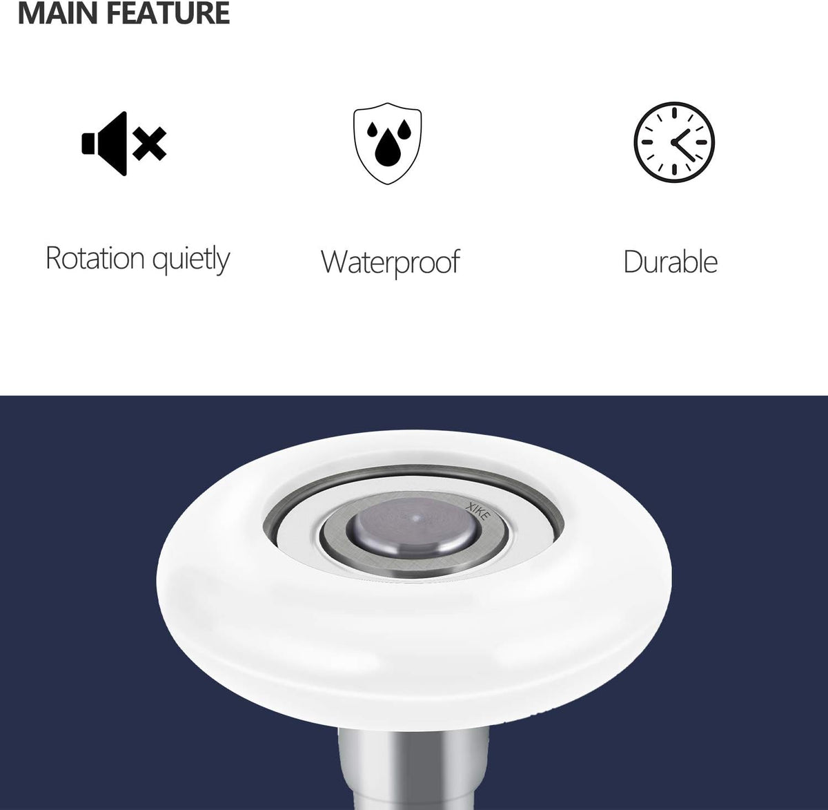XiKe 12 Pack White 2" Nylon Garage Door Roller 4" Stem, Quiet/Durable and High Load, Use 6200-2RS Double Seals Precision Bearings.