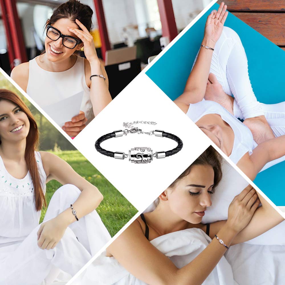 RoyAroma Essential Oil Diffuser Bracelet Aromatherapy Bracelet Stainless Steel Locket Bracelet with Leater Adjustable Wristband Diffusing Bracelets for Mother's Day Women&Men