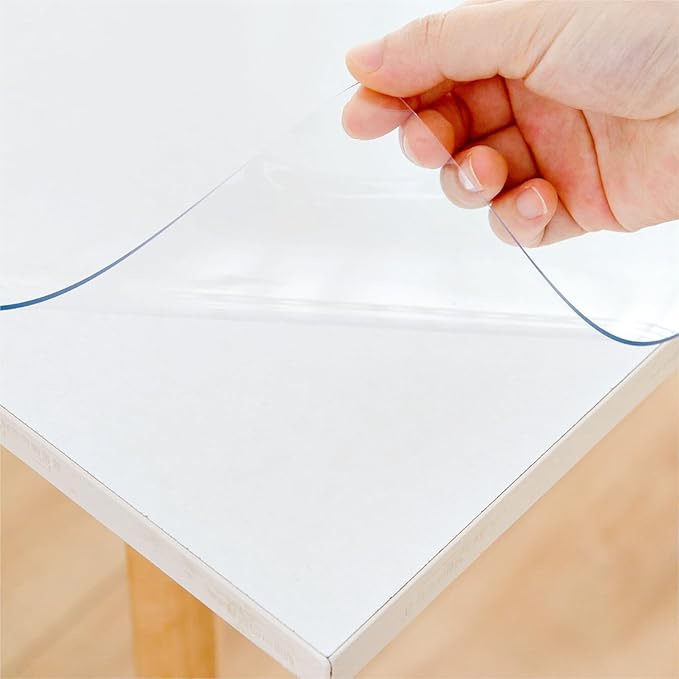 22 x 54 Inch Clear Table Cover Protector, Clear Table Protector for Dining Room Table, 1.5mm Plastic Table Cover, Waterproof Table Pad for Kitchen, Office