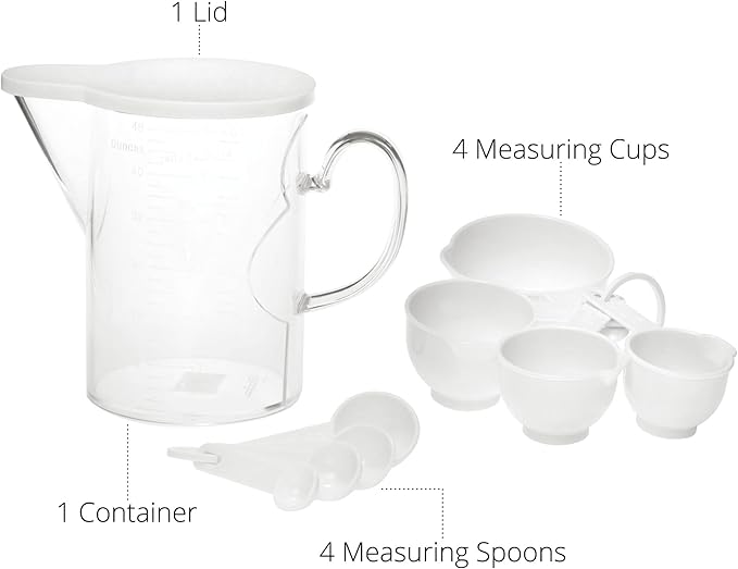 Measuring Cups and Measuring Spoons Set of 10 Pieces, Supreme Housewares Plastic Multi-Purpose Home Essentials Cooking, and Baking Tools BPA Free Dishwasher Safe for Liquid and Dry (White)
