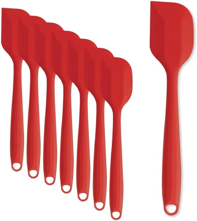 8 Pieces Silicone Spatulas, 8.3 inch Small Spatulas Non-stick Heat-Resistant Non-stick with Stainless Steel Core For Cake Cream Cooking Gadget (Red)
