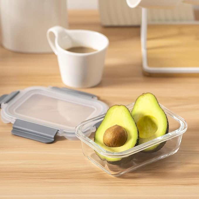 24 Pieces Glass Food Storage Containers with Lids,Glass Meal Prep Containers Set with Locking Lid,Airtight Glass Lunch Container for Kitchen,BPA Free(12 Lids & 12 Containers)