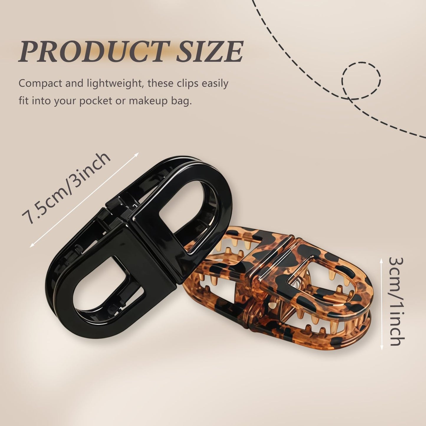 Magnetic Hair Clips for Women Girls, 2PCS Brown & Black Strong Hold Non Slip Claw Clips, Seamless 2-in-1 Quick Snap Design, Creaseless Non-Dent Hair Styling Tools for Thick and Thin Hair (Style 1)