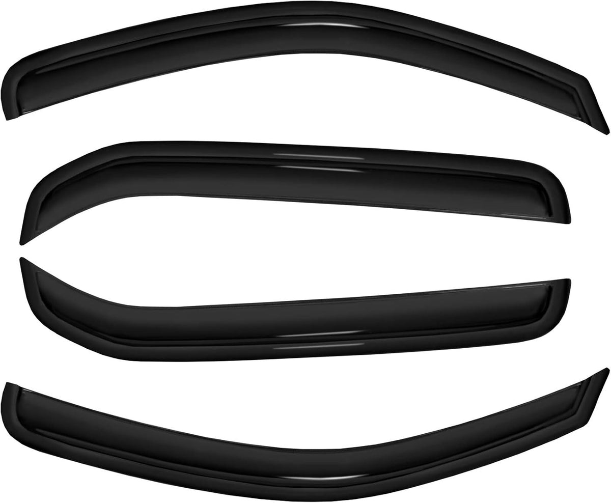 4pc Sun Rain Guards Window Visor Wind Deflector Compatible with Nissan Xterra 2005-2015 Smoke