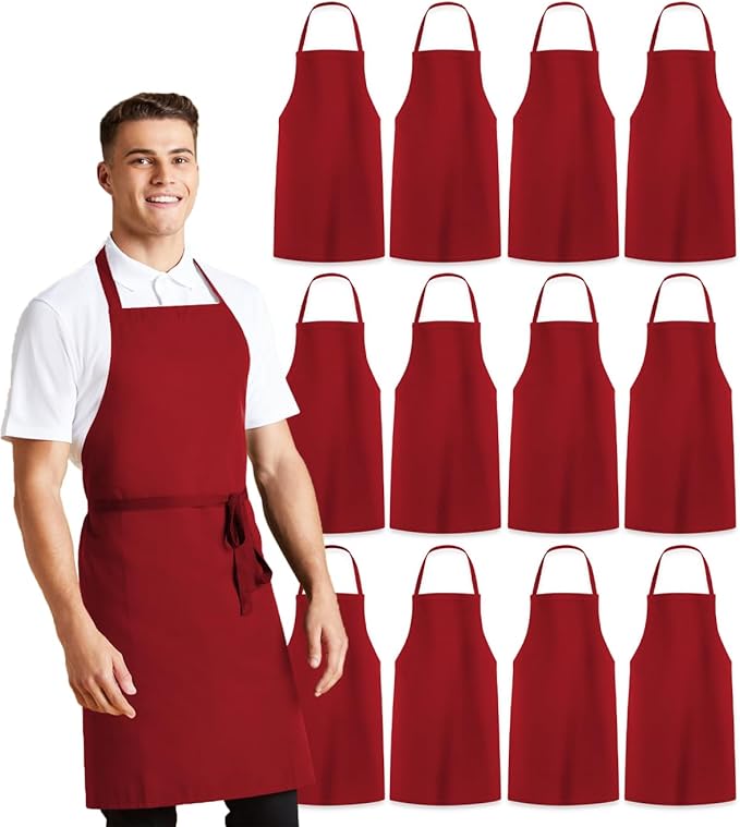 Avalon Kitchen Aprons for Men - 100% Polyester Chef Apron Women with Extra Long Ties - Cooking Aprons for Women & Mens Apron