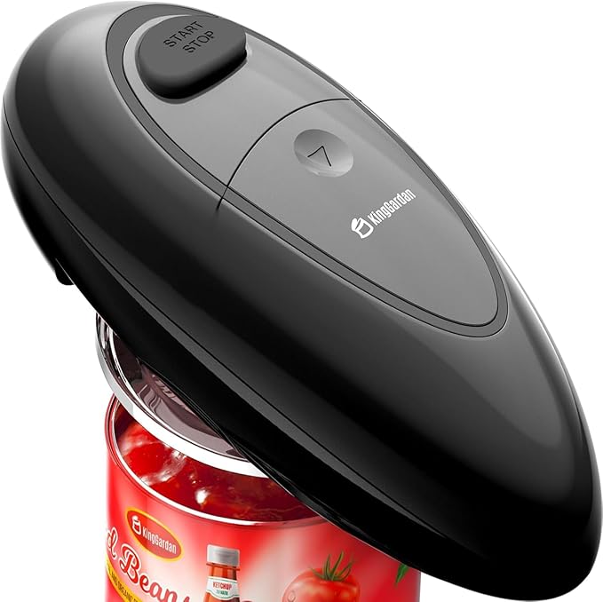 Electric Can Opener, One-Touch Automatic Hands Free Can Opener with Smooth Edge, Battery Operated, Safe & Easy for Seniors with Arthritis, Kitchen, Left-Handed & Weak Hands (Black)