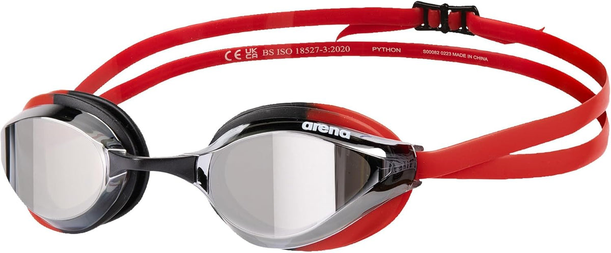 ARENA Unisex Python Racing Swim Goggles for Men and Women Anti-Fog No Leak Max Comfort Dual Strap, Mirror/Non-Mirror Lens