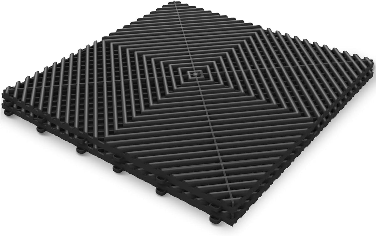 50PCS|15.7"x15.7" Garage Flooring Tiles, Non-Slip Interlocking Plastic Garage Floor Mat, Garage Organization & Garage Storage, Vented Pattern (Black)