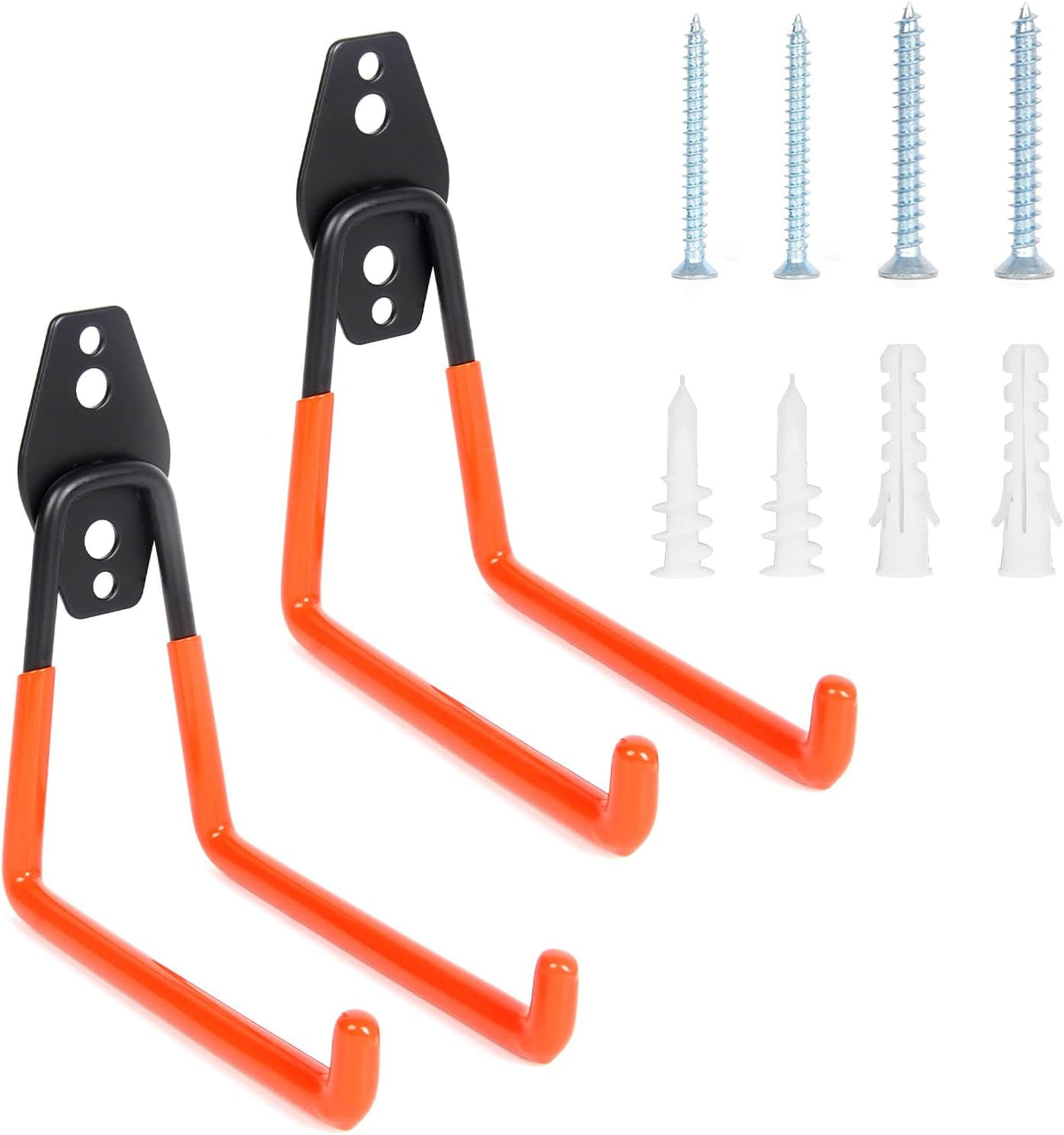 2 Pack Heavy Duty Steel Utility Wall Hooks, Wall Mount Garage Storage Organizer for Hanging Ladders, Bikes,Garden Tools, Skis
