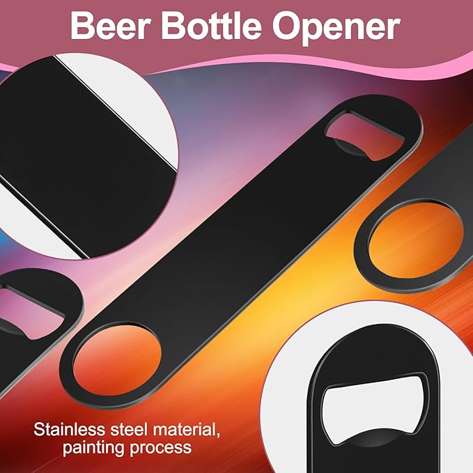 WEGAZ-15 Pack 7inch Black Stainless Steel Flat Beer Bottle Opener,Stainless Steel