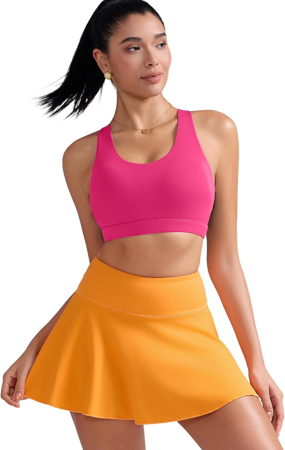 RUNNING GIRL Sports Bra for Women, Criss-Cross Back Padded Strappy Sports Bras Medium Support Yoga Bra with Removable Cups