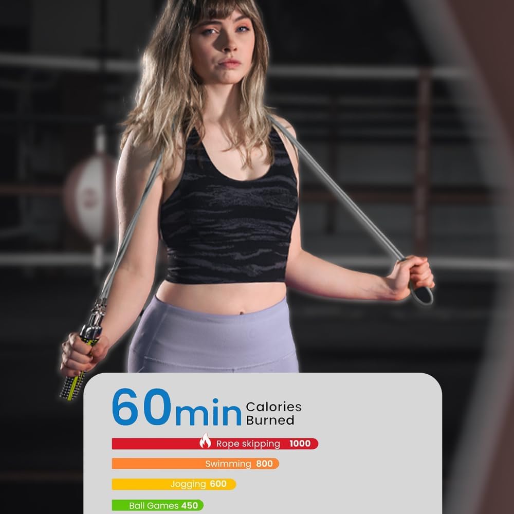 Hererope Weighted Jump Ropes for Men & Women, 1 LB Jump Rope Weighted With Ball-bearing, No-Slip Grip, Durable Steel Cable, Heavy Jump Rope Designed for Fitness, High-Intensity Strength Workouts, crossfit