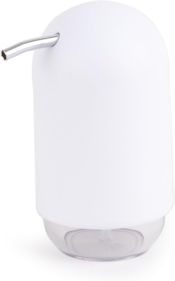 Umbra Touch Soap Dispenser Pump 13 oz (384 ml) Capacity for Liquid Soap or Hand Sanitizer, Easy to Refill, White