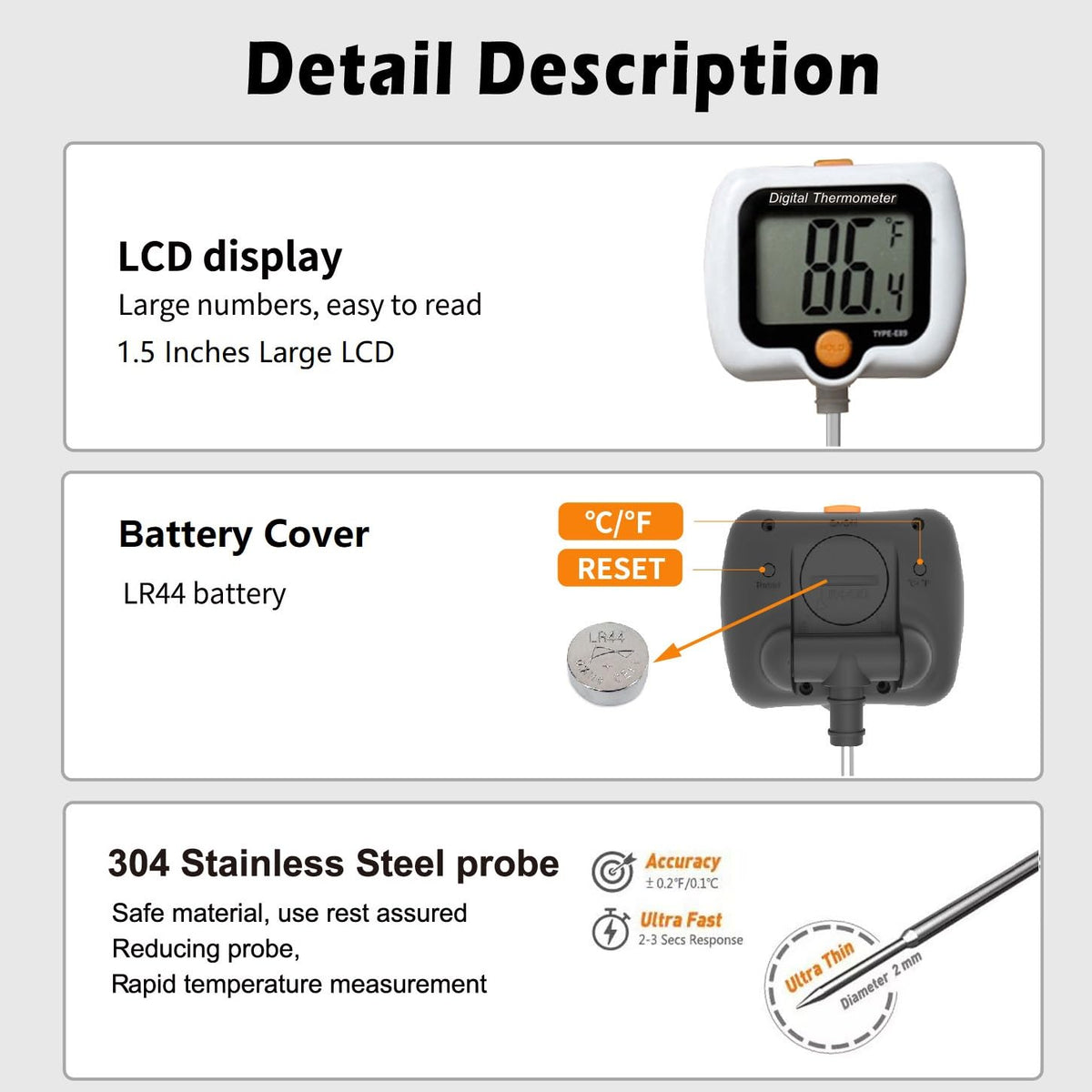 Candy Thermometer for Candy Making with Pot Clip,Best Instant Read Thermometer Digital for Cooking, Baking, Candy and Cheese Making – 10 Inch Probe, Large Rotating LCD Display, Essential Baking Tool