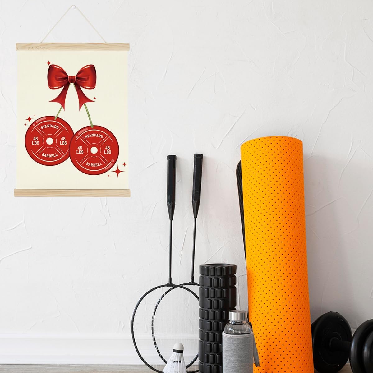 Gym Bow Dumbbell Motivational Posters College Dorm Posters Gifts for Girls Friends Gym Flag Wall Art Decor Sign for Home Gym Bedroom Office