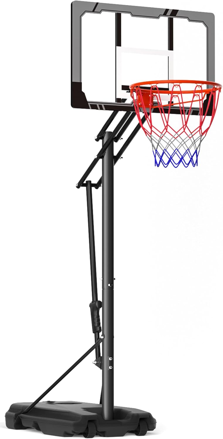 Basketball Hoop Outdoor with 45 Inch Shatterproof Backboard, Portable Basketball Goal System 4.8-10ft Height Adjustable for Kids, Youth, Adults, Backyard/Driveway/Indoor