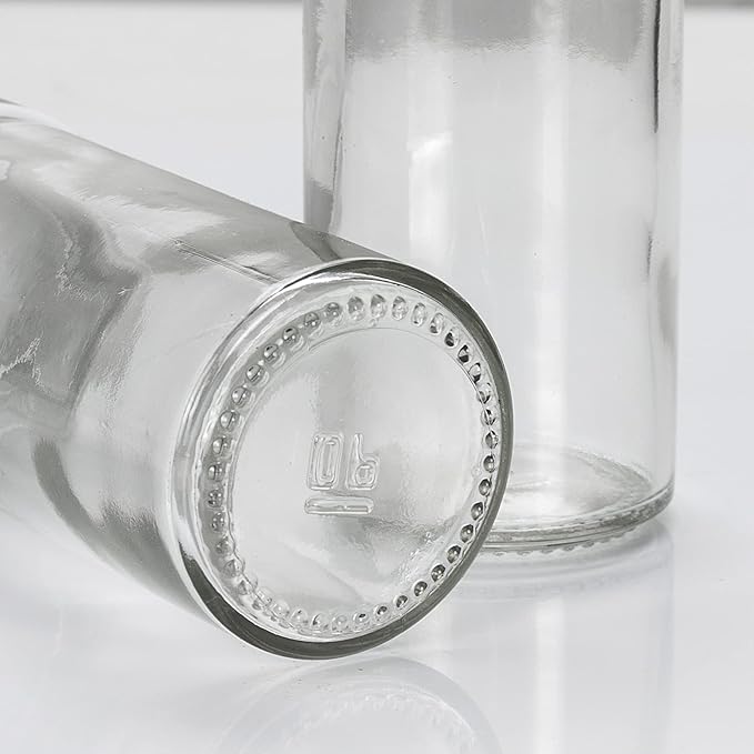 Tianifa 6 Pcs Glass Spice Jars/Bottles for Rotating Spice Rack-3oz Empty round Spice Containers with Airtight Metal Caps with Shaker Lids (6, Stainless Steel Lids)