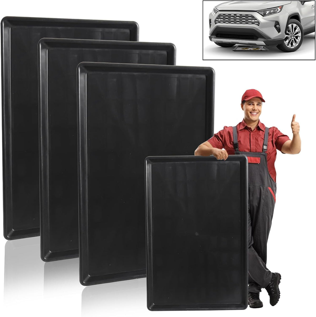 3 Pack Extra Large Oil Drip Pan, 35.4 x 24 x 1.6 in Oil Change Drain Pan, Plastic Oil Drip Tray for Under Car, Oil Catch Pan Tray for Garage, Fridges, Washing Machines, Cat Litter Box Bottom