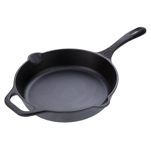 Victoria 10-Inch Cast Iron Skillet, Pre-Seasoned Cast-Iron Frying Pan with Long Handle, Made in Colombia