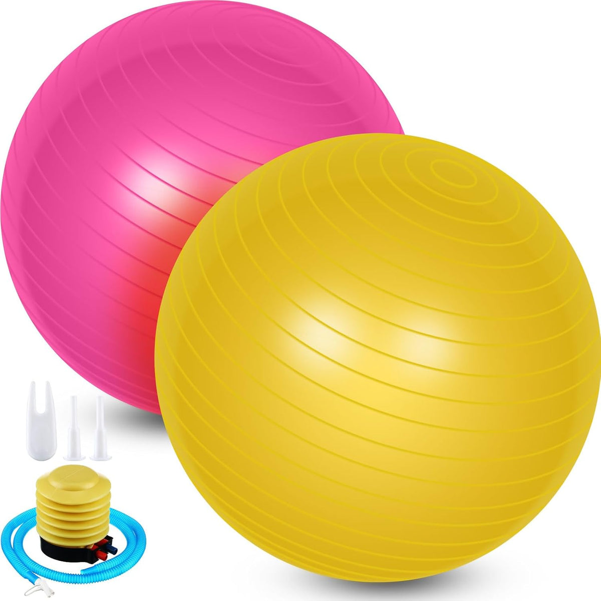 Leyndo 2 Pcs Yoga Ball Exercise Ball Large 26 Inch Exercise Anti Burst Birthing Fitness Ball with Pump, 26 Inches/ 65 cm for Improved Posture, Balance, Yoga, Pilates, Training