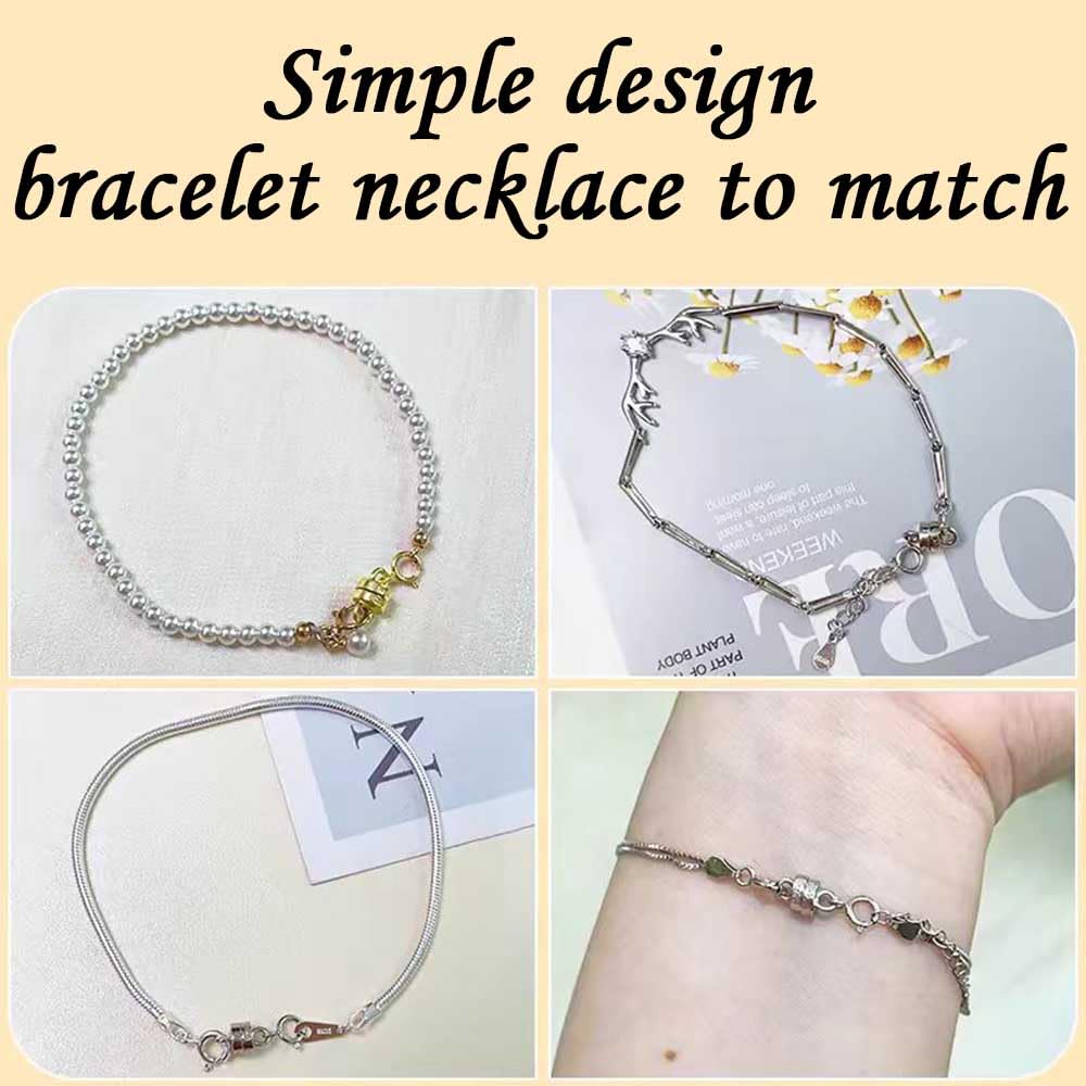 925 Silver Magnetic Necklace Clasps, Magnetic Necklace Clasps and Closures for Bracelet Necklace Extender (2pcs Silver)