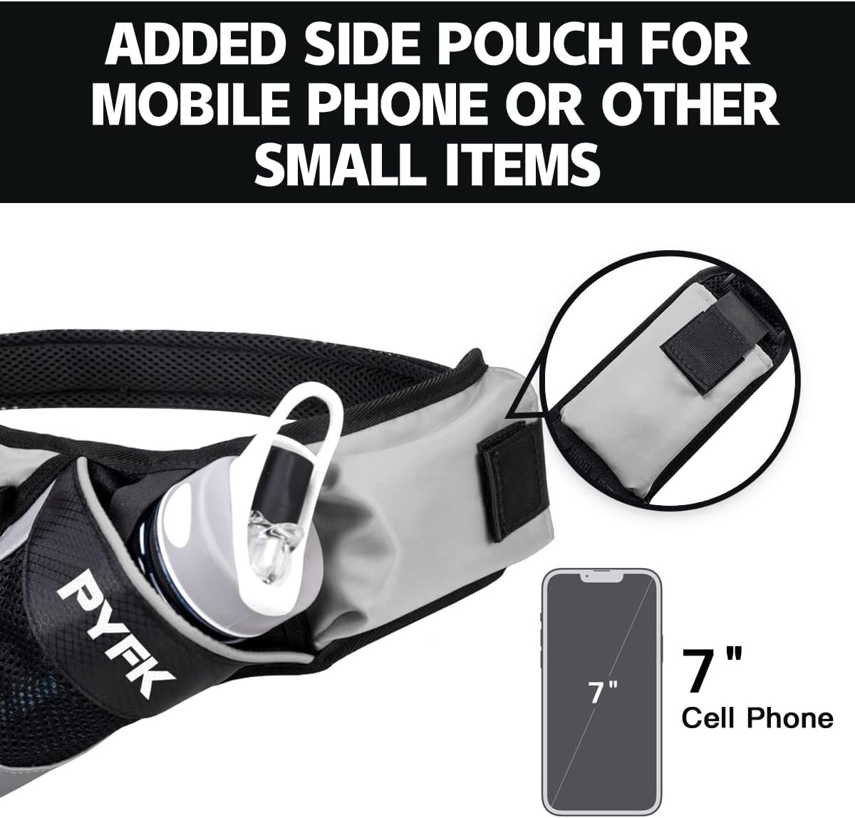 PYFK Running Belt Hydration Waist Pack with Water Bottle Holder for Men Women Waist Pouch Fanny Bag Reflective