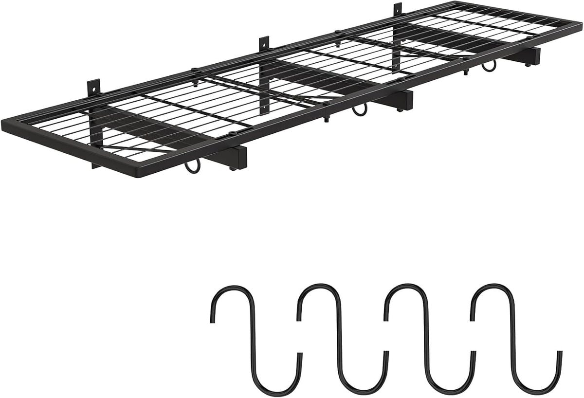 Garage Wall Shelves, 46"X12.5", 1 Shelf, Modern Style, Heavy Duty, Black, 160 LBS Capacity, Garage Storage & Organization System