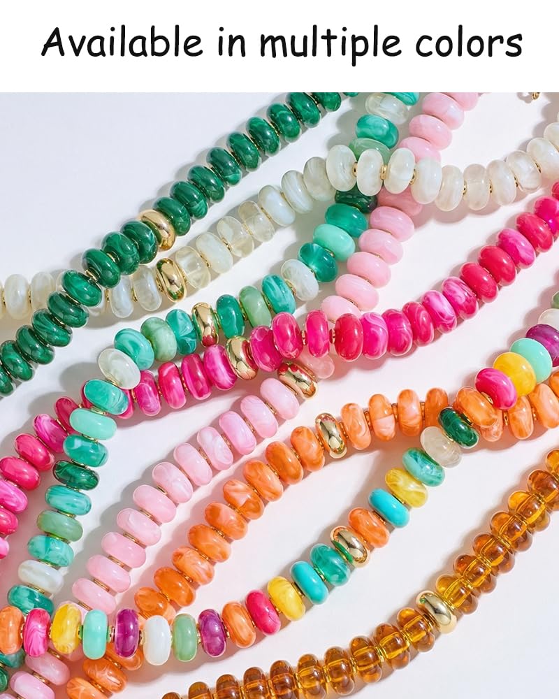 FAUTHENTICUTE Chunky Turquoise Necklace for Women Big Blue Acrylic Beaded Choker Necklace Summer Beach Statement Necklace Gift Trendy Boho Jewelry