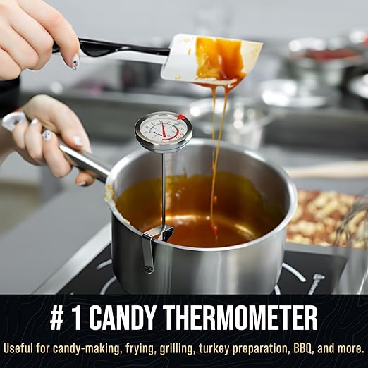 CRAFT911 Candy Thermometer with Pot Clip - Deep Fry Oil Thermometer for Frying and Candle Making (Blue)