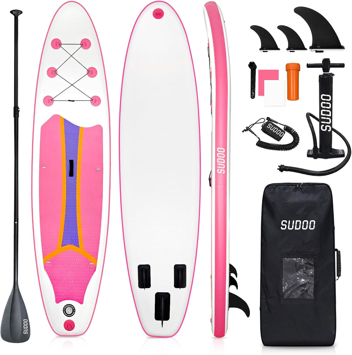 Inflatable Stand Up Paddle Board 10‘x30‘‘- Ultra-Light SUP with Backpack, Pump, Paddle, Coil Leash, 3 Fins, Repair Kit, Stable Design, Non-Slip EVA Deck for Adults & Youth