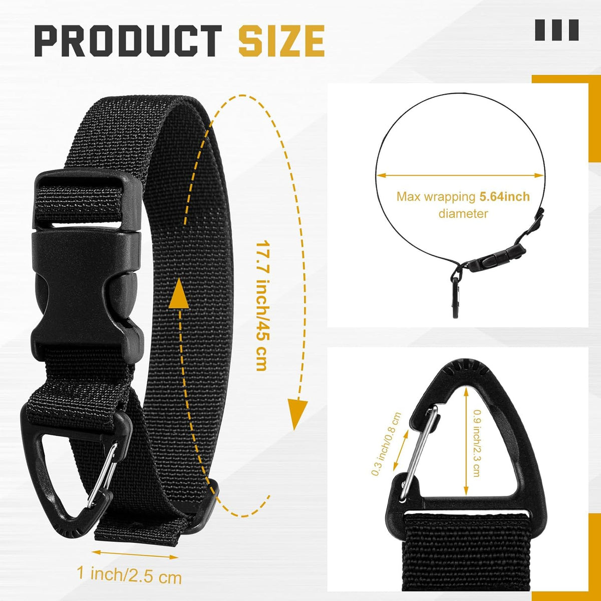 3 Pack 17 Inch Adjustable Extension Cord Holder Organizer with Triangle Clips Heavy Duty Storage Straps Extension Cord Hanger for Men Workshop and Garage Organization and Storage (Black)