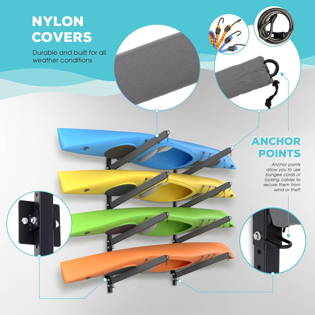 Kayak Storage Rack, Heavy Duty Freestanding Sup Storage Stand for Outdoor Use, Storage Rack for Kayaks, SUPs, Canoe and Paddleboard,…