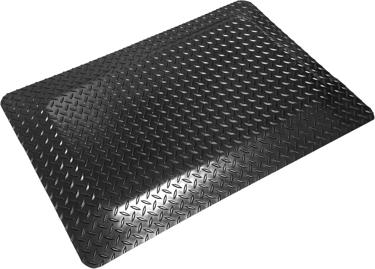 Rhino Mats, American Classic Diamond Anti-Fatigue Mats, Industrial Ergonomic Comfort Standing Mat for Work, Home, Garage, Office, Kitchen or Anywhere (Black 1" Thick, 4 FT. x 14 FT.)