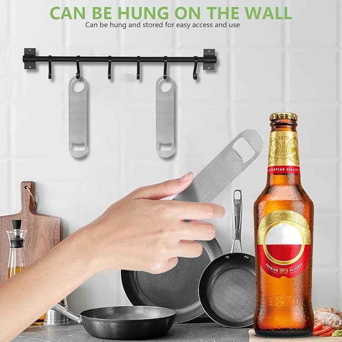 KISEER Heavy Duty Stainless Steel Flat Bottle Opener, 6 Pack Beer Bottle Opener for Kitchen, Bar or Restaurant