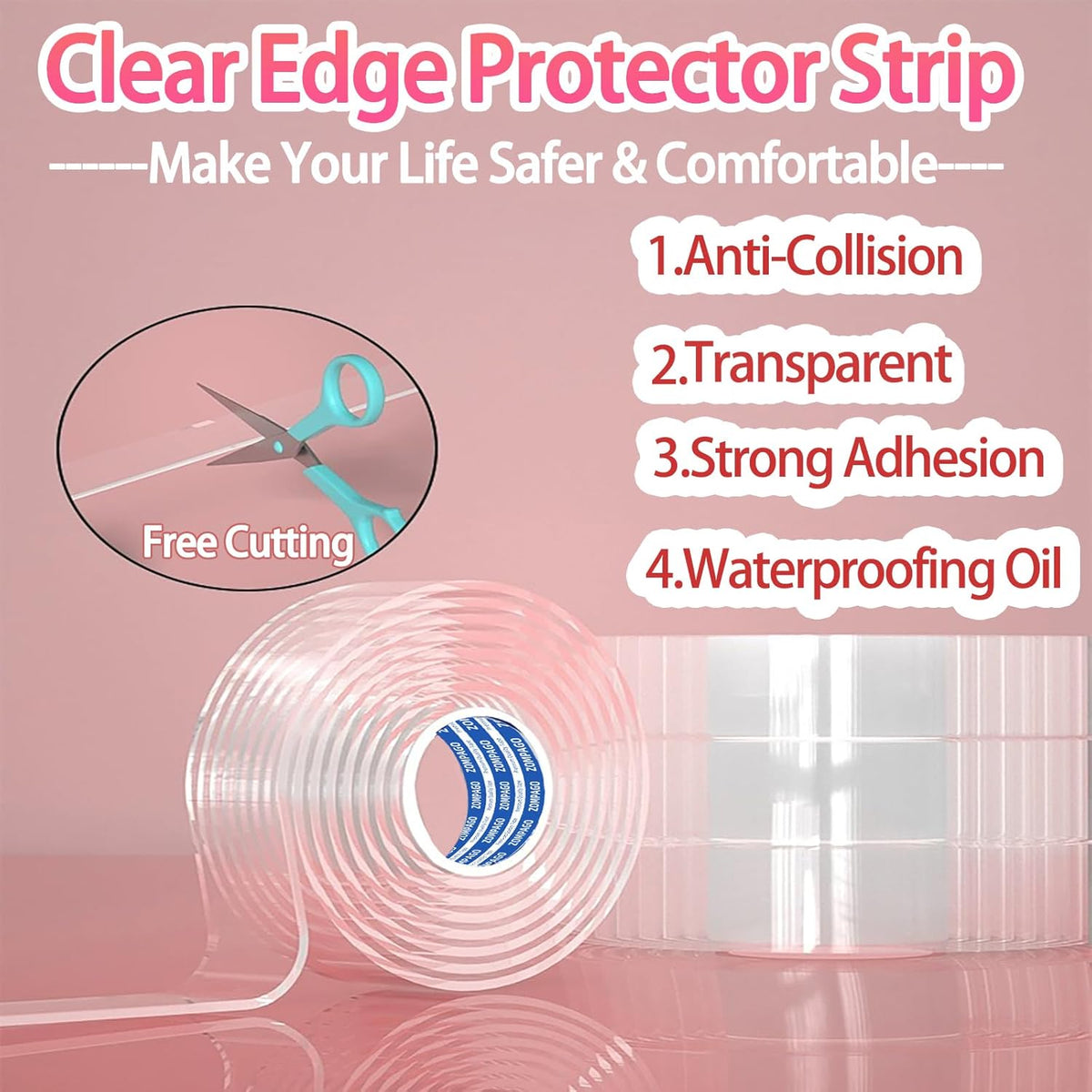 Clear Soft Corner Protectors for Furniture Strip,0.8in x13FT,Sharp Edge & Table Bumper,Window Edge,Wall Protector, Soft Corner Guards Safe for Proof,Table Corner Protectors in Family