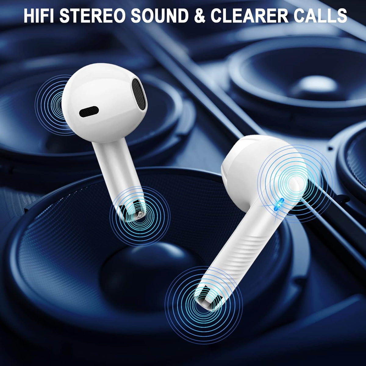 Wireless Earbuds, Bluetooth 5.4 Ear Buds LED Power Display Headphones Bass Stereo, Bluetooth Earbuds in-Ear Noise Cancelling Mic, 40H Playback Mini Case IP7 Waterproof Sports Earphones for Android iOS