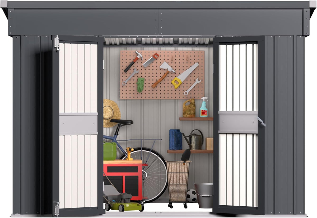 BlueWish 6'x10' Storage Shed, Outdoor Storage Shed with Sloped Galvanized Roof, Sheds & Outdoor Storage, Metal Tool Shed Storage House with 2 Vents for Garden Backyard Patio