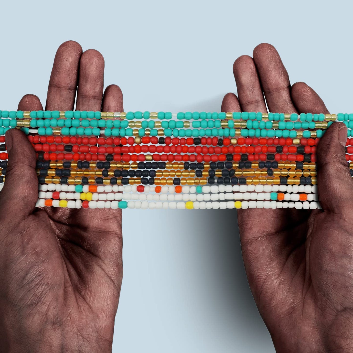 Teniinet 4PCS 50” Handmade African Waist Beads for Women Non-Stretching(Tie-on)