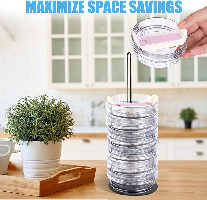 Vodolo Tumbler Lid Organizer,2 PCS Cup Lid Holder,Slim Vertical Storage for Up to 15 Lids,Cup Lid Organizer for Save Pantry, Countertop,Kitchen Cabinets Space