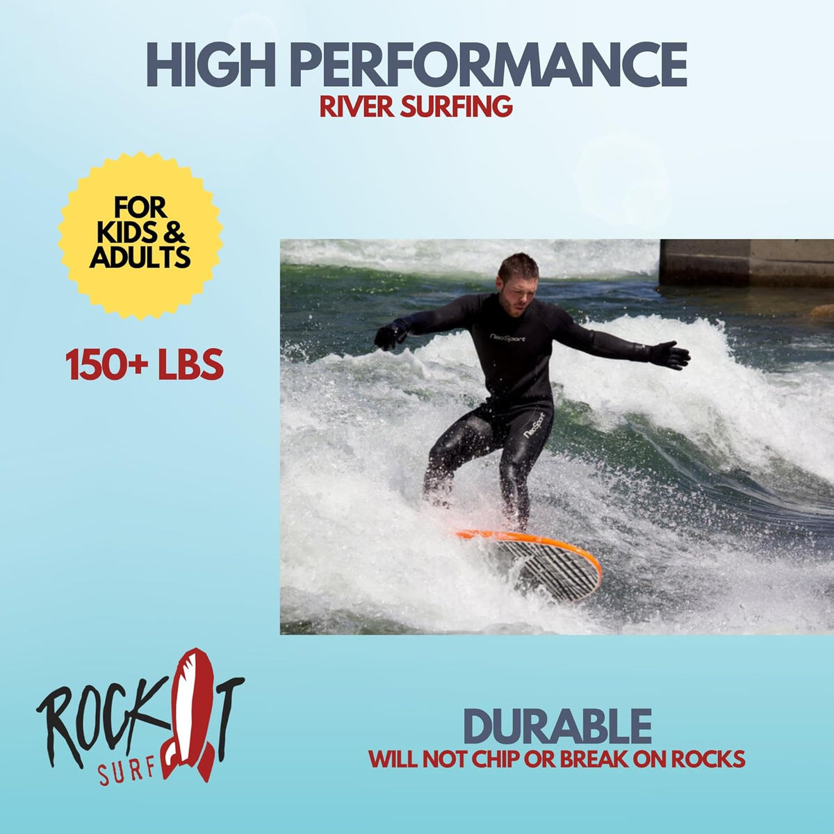 Rock-It 4'10" CHUB Soft Top Surfboard - Kids & Mini, Easy to Paddle & Maneuverable for Beginners