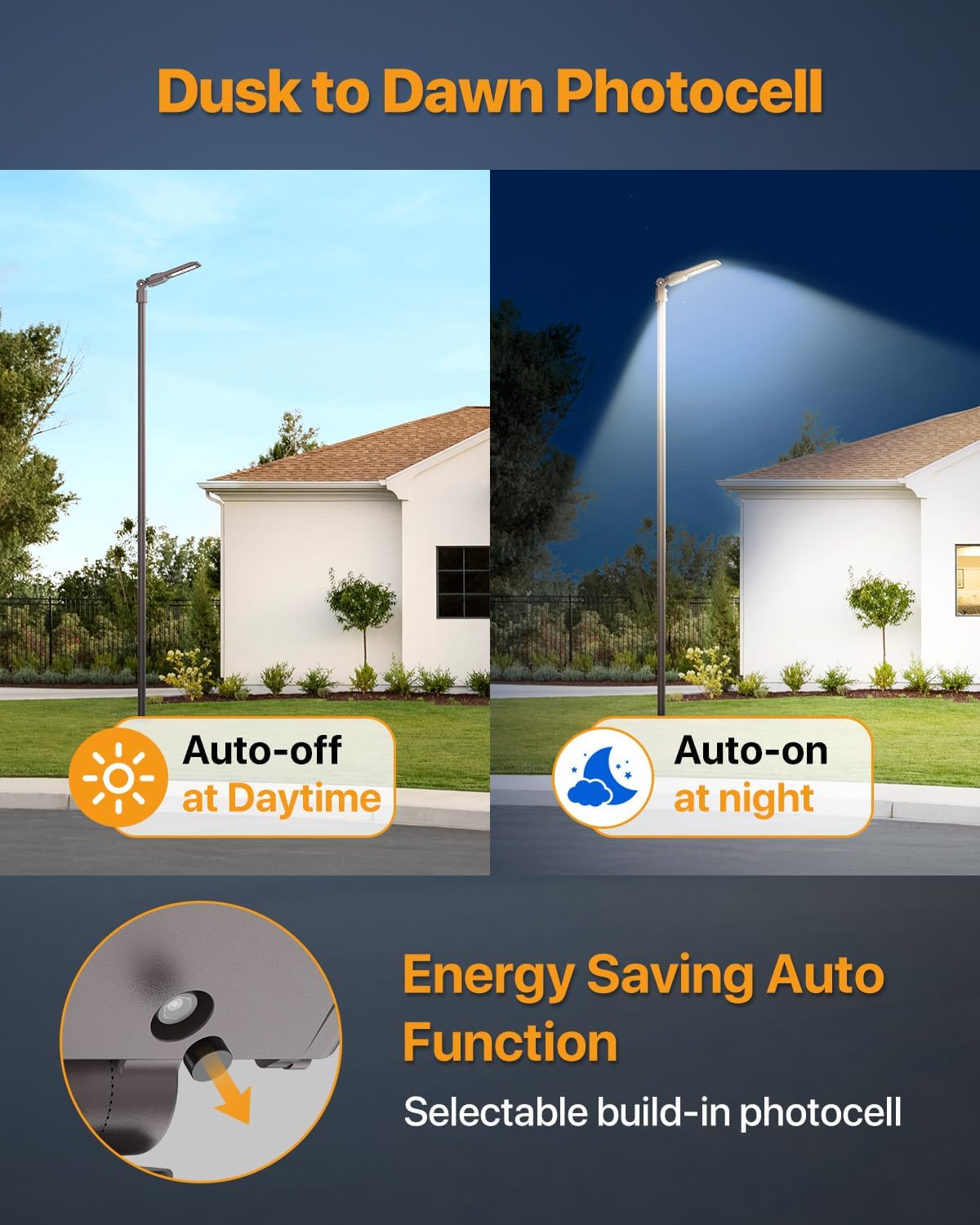 LED Parking Lot Lights 150W Slip Fitter Mount Outdoor Street Pole Light with Dusk-to-Dawn Photocell 5000K 100-277V IP65 Waterproof 3Pack Commercial Area Lighting for Parking Lot, Roadways